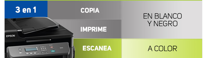 3 en 1 - Copia, imprime, escanea, en clanco y negro y color